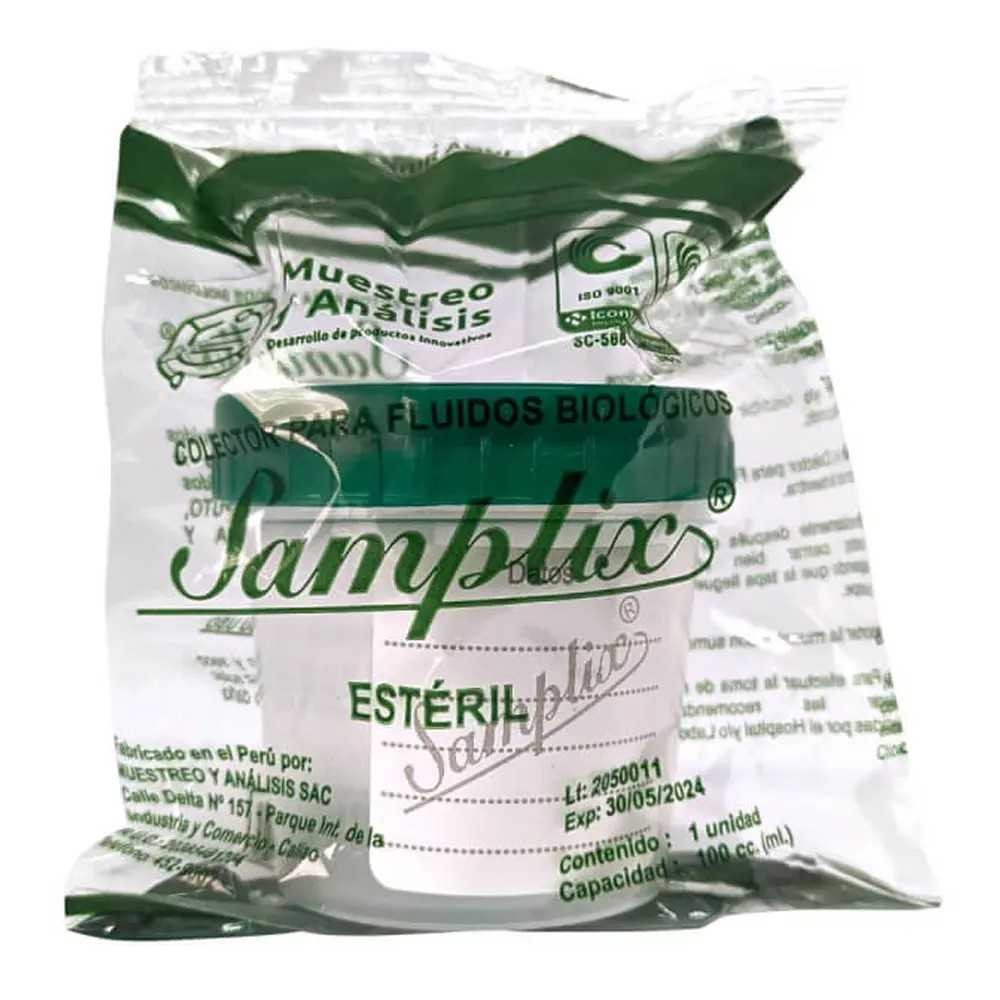 Frasco Para Orina 100ml Estéril X Unidad - SAMPLIX | Stock: 2000 - SAP: 124020001