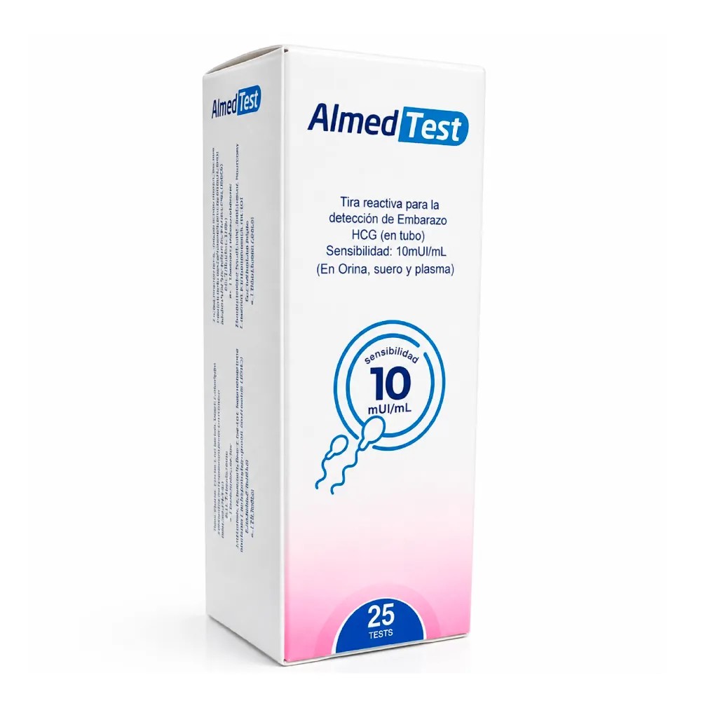 HCG x 25 Test Rapid Test (Suero/Plasma/Orina) Tiras - ALMED | Stock: 250 - Vto. 30/11/27 - SAP: 169020014