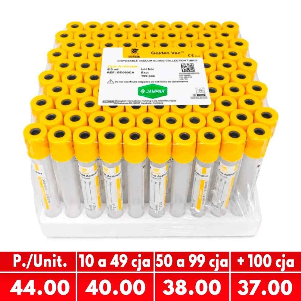 Tubo Tapa Amarillo Con Gel 5ml 13X100MM X 100 Unds - GOLDEN VAC | Stock: 2000 - Vto. 28/02/28 - SAP: 171020004