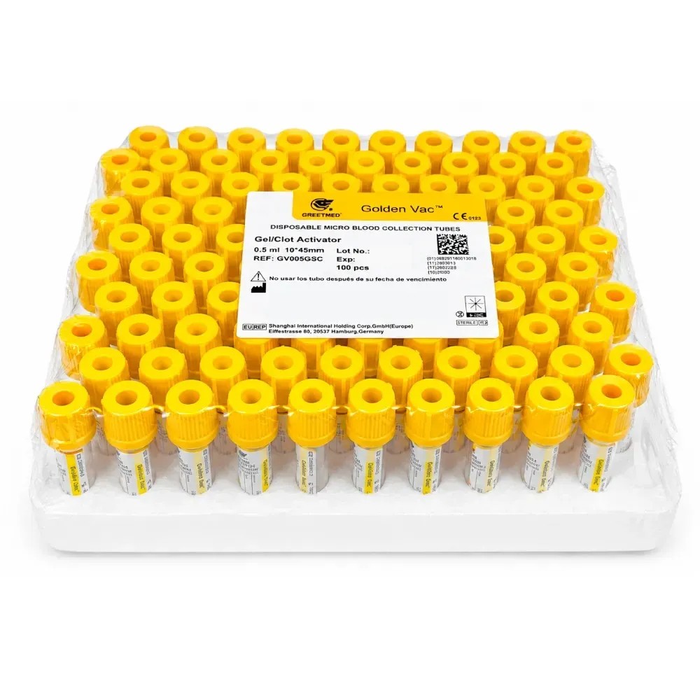 Microtubo Tapa Amarilla 0.5ML con Gel Separador x 50 Unds - GOLDEN VAC | Stock: 300 - SAP: 171020015