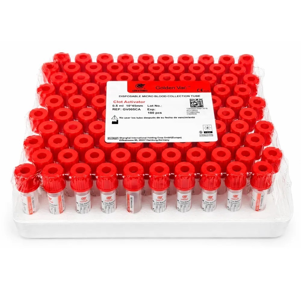 Microtubo Tapa Roja 0.5ml Con Activador de Coagulo x 50 Unds - GOLDEN VAC | Stock: 500 - SAP: 171030005