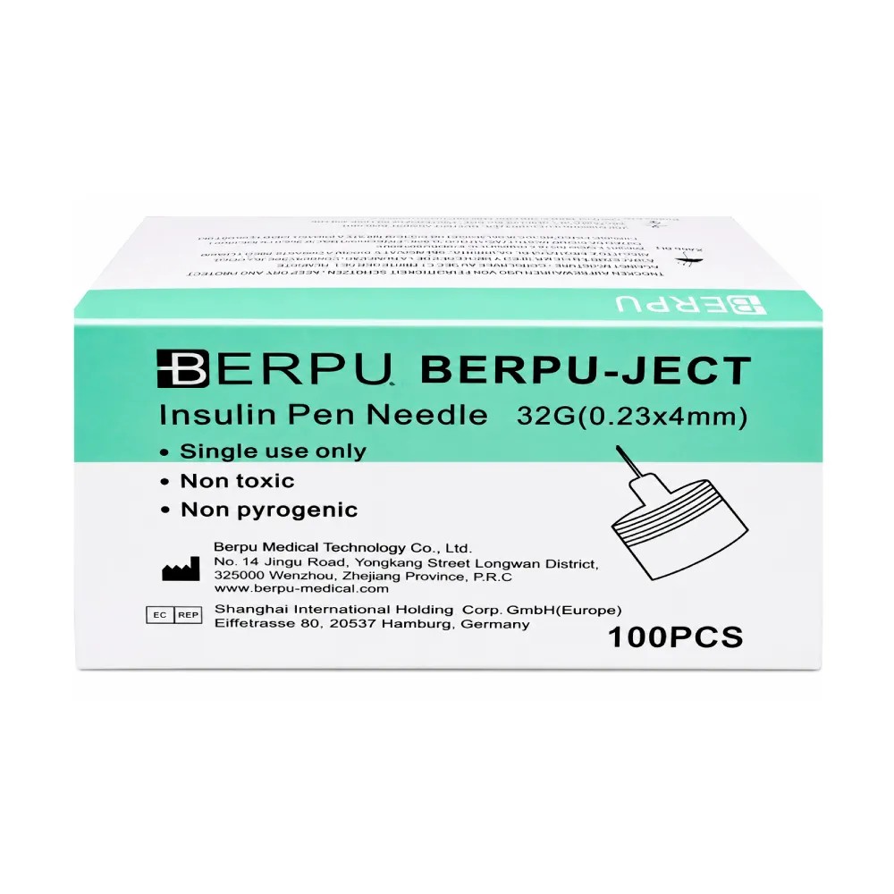 Aguja para Insulina Pen Needle 32g (0.23x4mm) x 100pcs - BERPU | Stock: 100 - SAP: 203030002