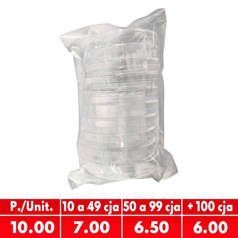 Placa Petri de Plastico 90X15MM Esteril Sin Divisiones Bolsa X 10 Unds - CHINA | Stock: 100 - Vto. 30/08/27 - SAP: 204020166