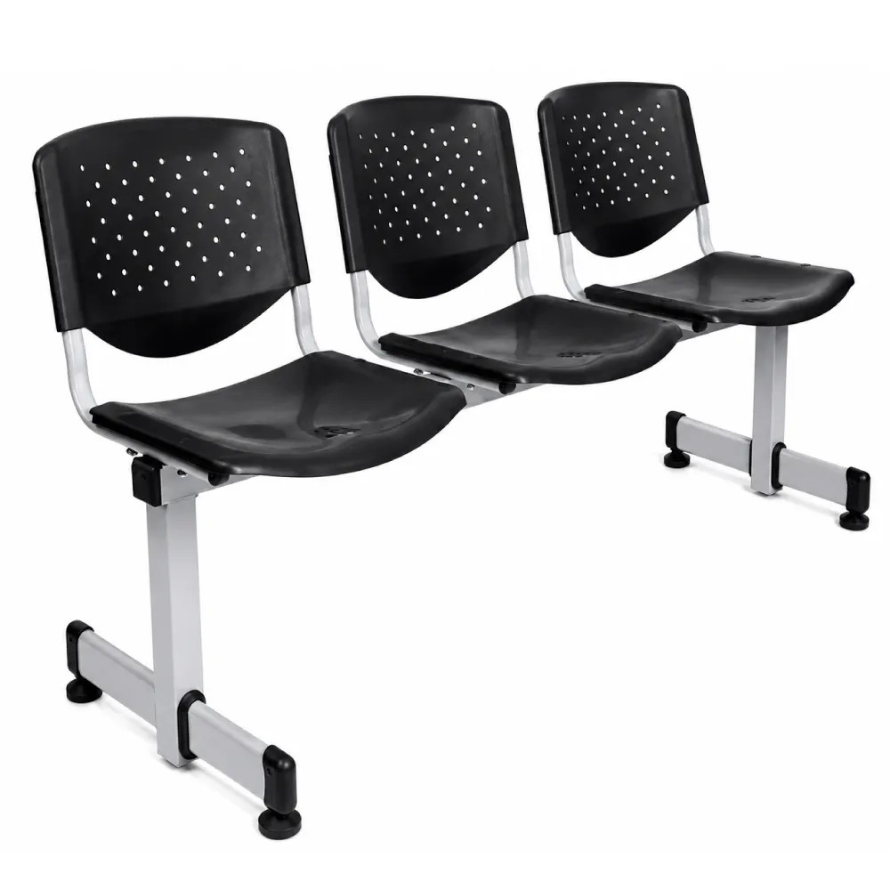 Banca Metálica de 3 Asientos en Estructura Pintada al Horno Color Gris/Negro - CHINA | Stock: 10 - SAP: 204020499