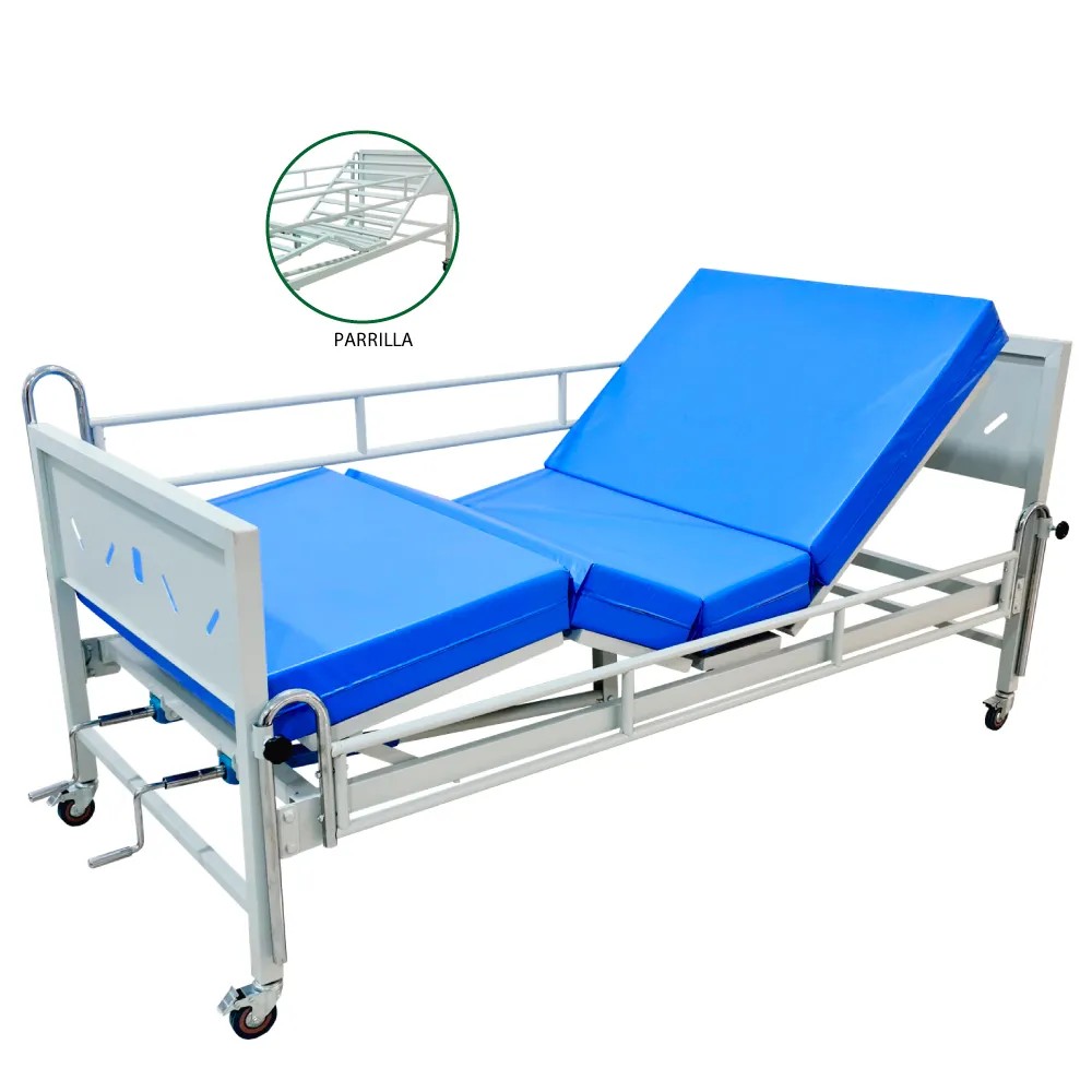 Cama Clínica con 2 Manivelas GRILL + Colchón Articulado - CHINA | Stock: 5 - SAP: 204020506
