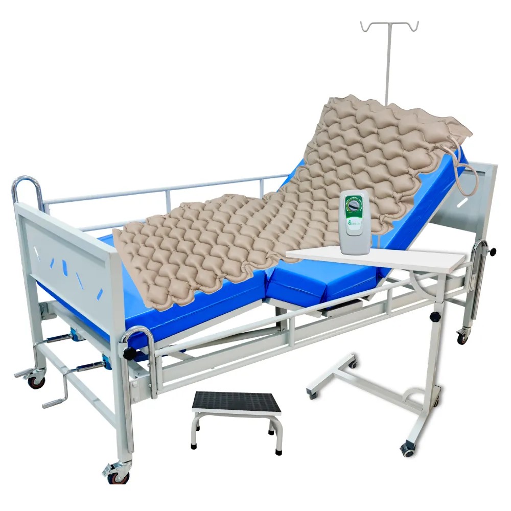 Cama Clínica con 2 Manivelas PLAZA y MEDIA+Colchón Articulado+C/Antiescaras+Peldaño+Mesa Alimentos - CHINA | Stock: 5 - SAP: 204020511