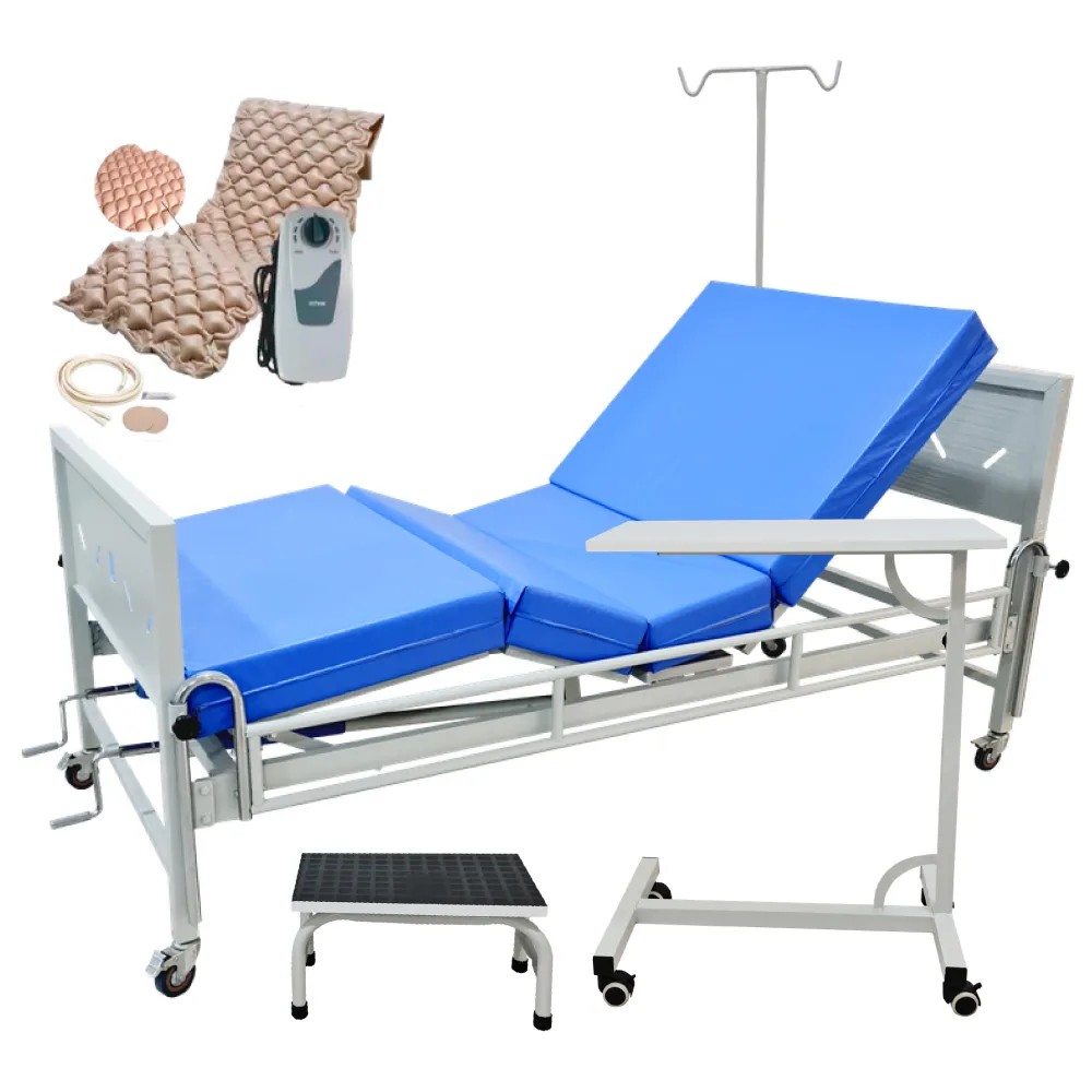 Cama Clínica con 2 Manivelas MEDITECH + Colchón Articulado+C/Antiescaras+Mesa Alimentos+Peldaño+Port - CHINA | Stock: 5 - SAP: 204020571