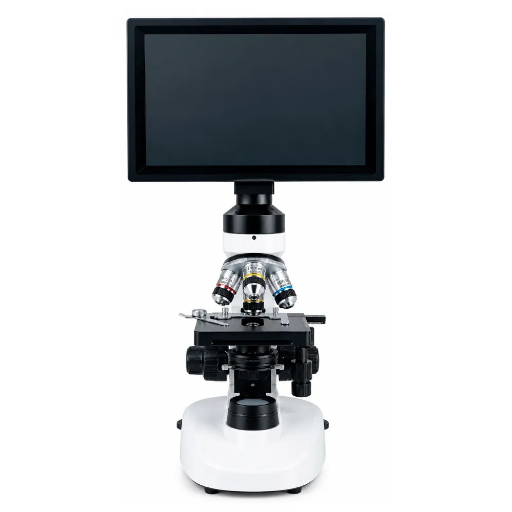 Microscopio Trinocular Luz LED Acromatico 4x, 10x, 40x,100x C/Pantalla LCD 10″ Pulgadas - CHINA | Stock: 3 - SAP: 204020615