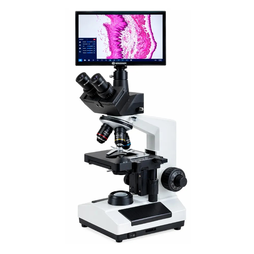Microscopio Trinocular Luz LED Acromatico 4x, 10x, 40x,100x C/Pantalla LCD 10″ Modelo: BL-107T - CHINA | Stock: 3 - SAP: 204020616
