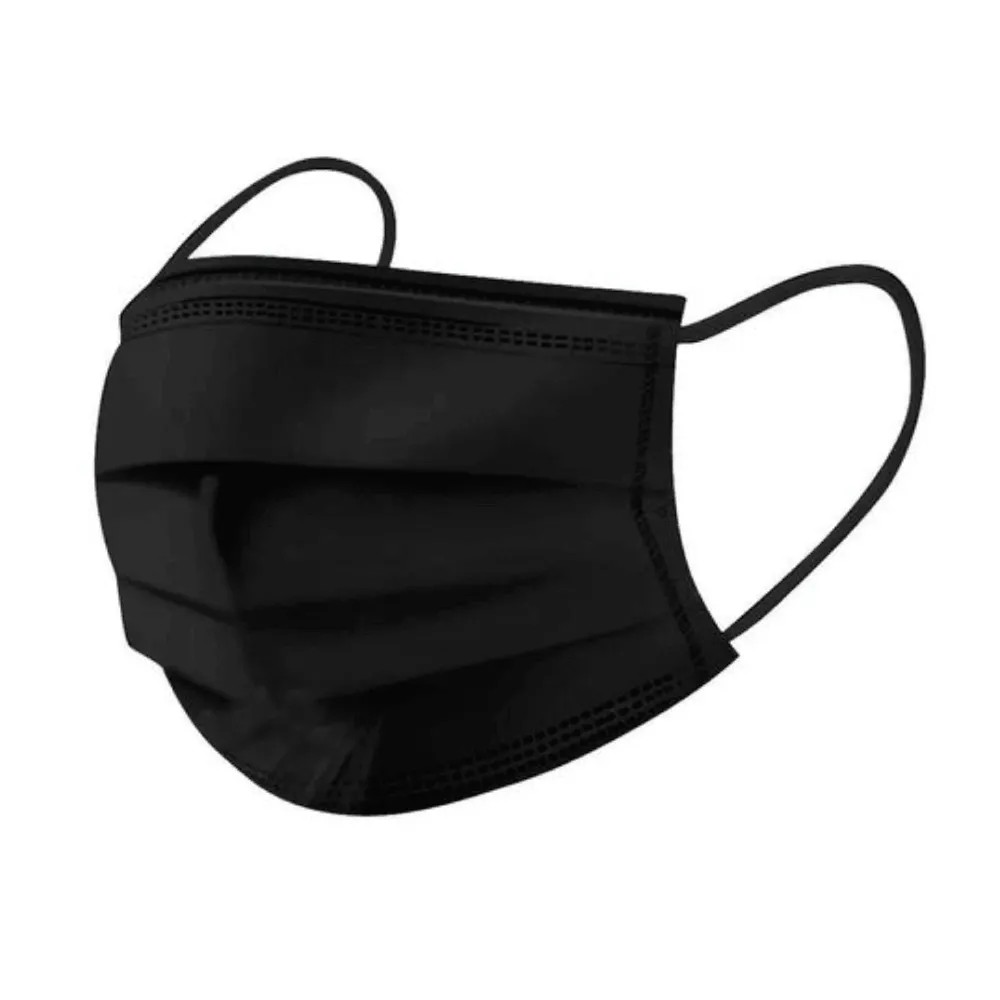 Mascarilla de 3 Pliegues Negro para Adulto Caja x 50 Unidades - CHINA | Stock: 100 - SAP: 204030722