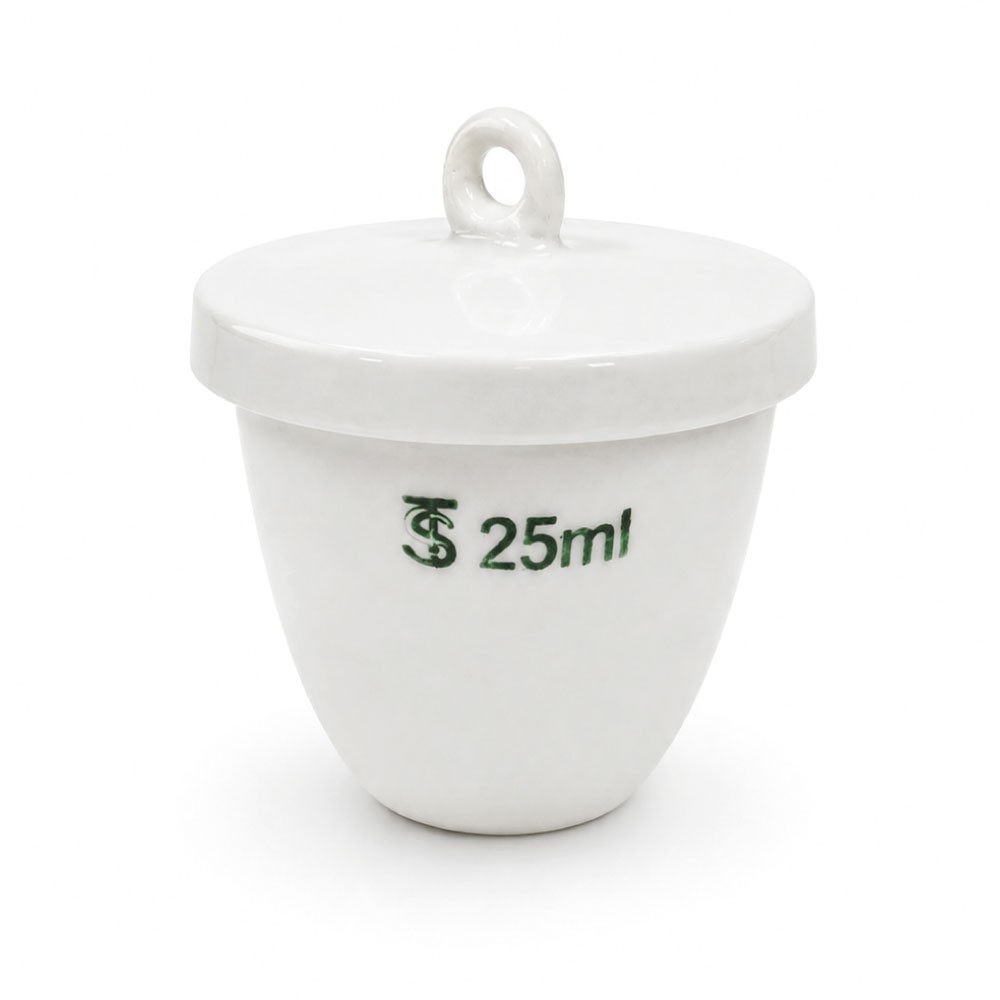 Crisol de Porcelana con Tapa 25ml - CHINA | Stock: 500 - SAP: 204030742