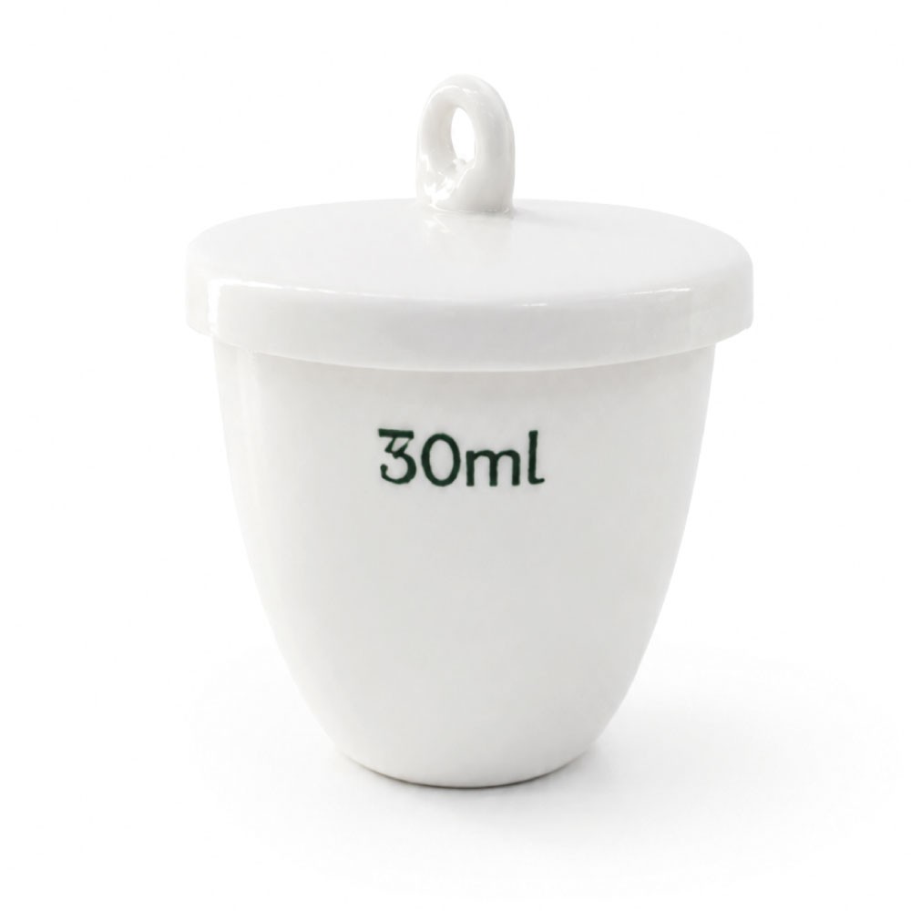 Crisol de Porcelana con Tapa 30ml - CHINA | Stock: 500 - SAP: 204030743