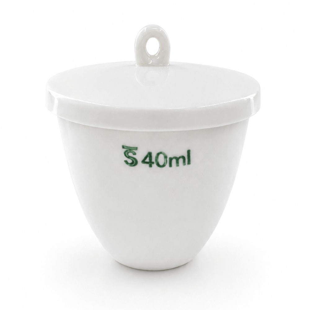 Crisol de Porcelana con Tapa 40ml - CHINA | Stock: 500 - SAP: 204030744