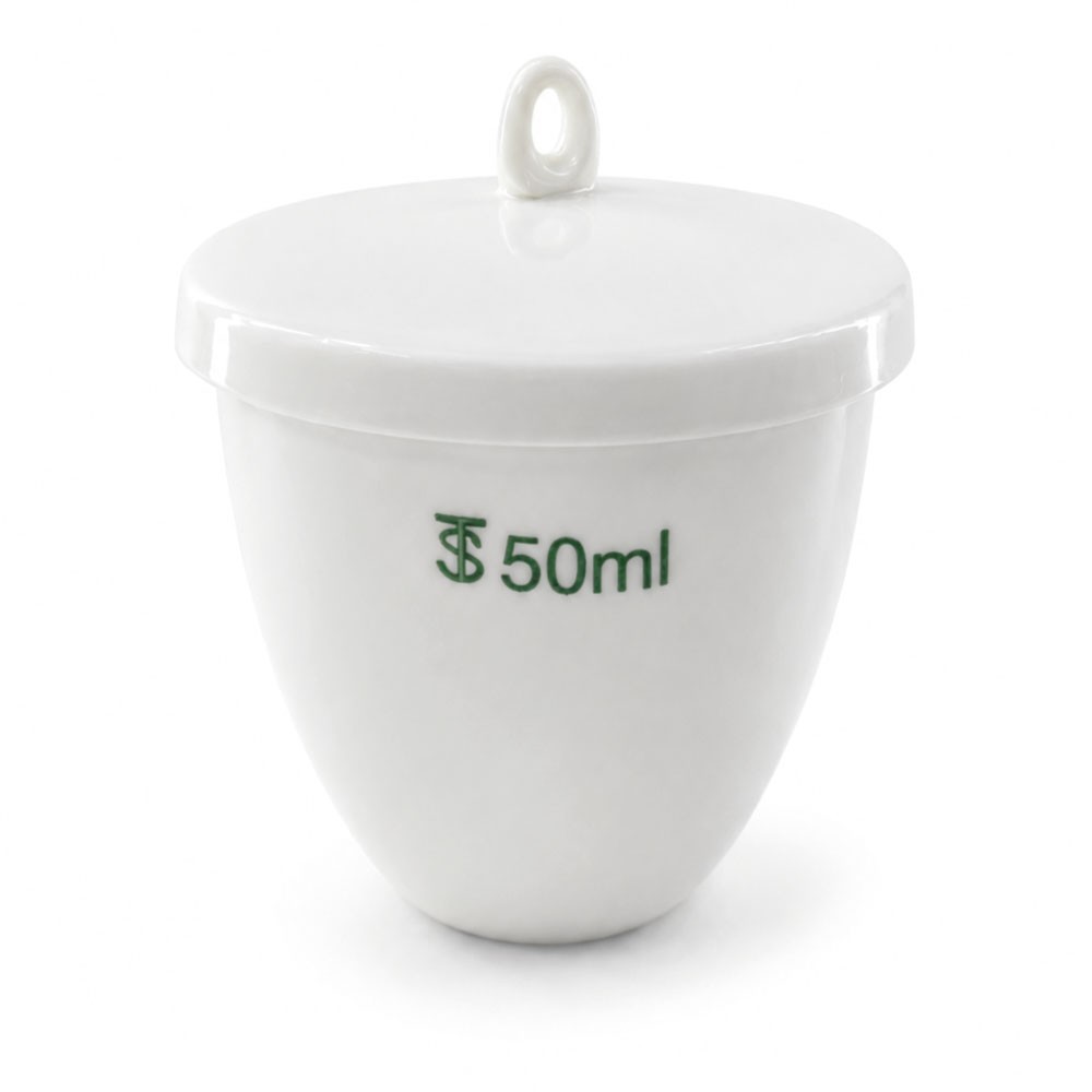 Crisol de Porcelana con Tapa 50ml - CHINA | Stock: 500 - SAP: 204030745