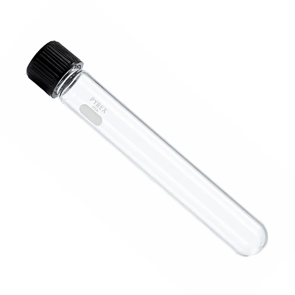 Tubo 20x150mm Vidrio con Tapa Rosca Boro 3.3 - PYREX | Stock: 1000 - SAP: 217020016