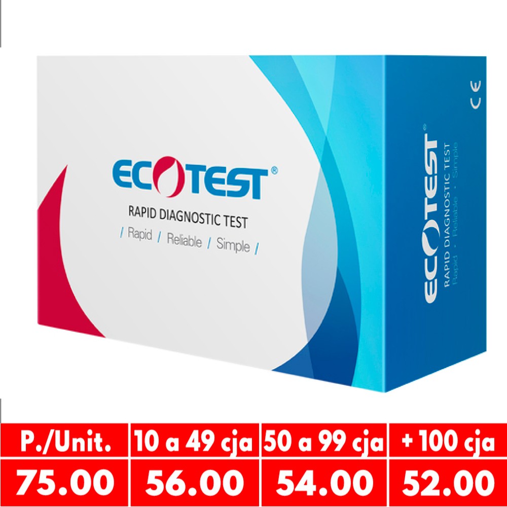 HCG x 30 Test Rapid Test (Suero/Orina) Cassette - ECOTEST | Stock: 5781 - Vto. 01/07/28 - SAP: 248010003