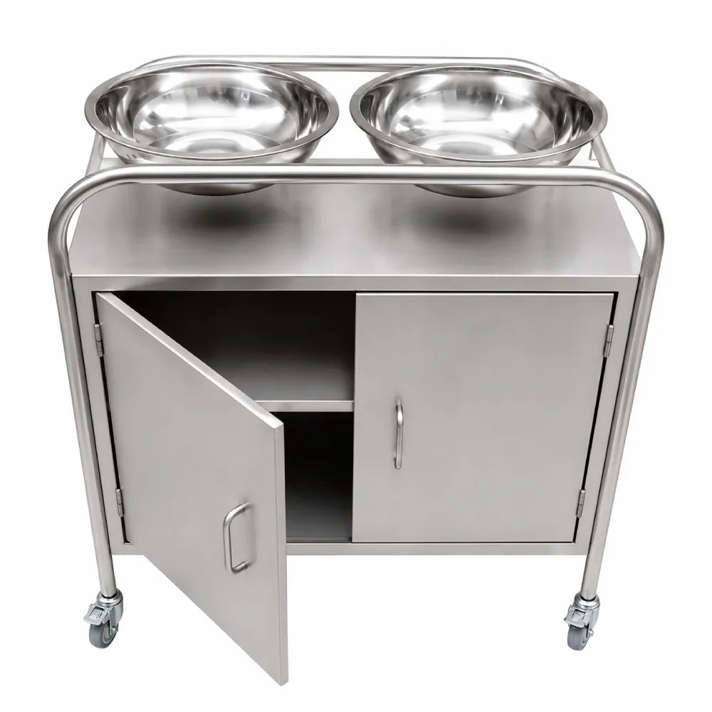 Porta Lavatorio Doble Acero Inoxidable Rodable Incluido Lavatorio de Acero Inoxidable con Gabinetes - NACIONAL | Stock: 100 - SAP: 266020209