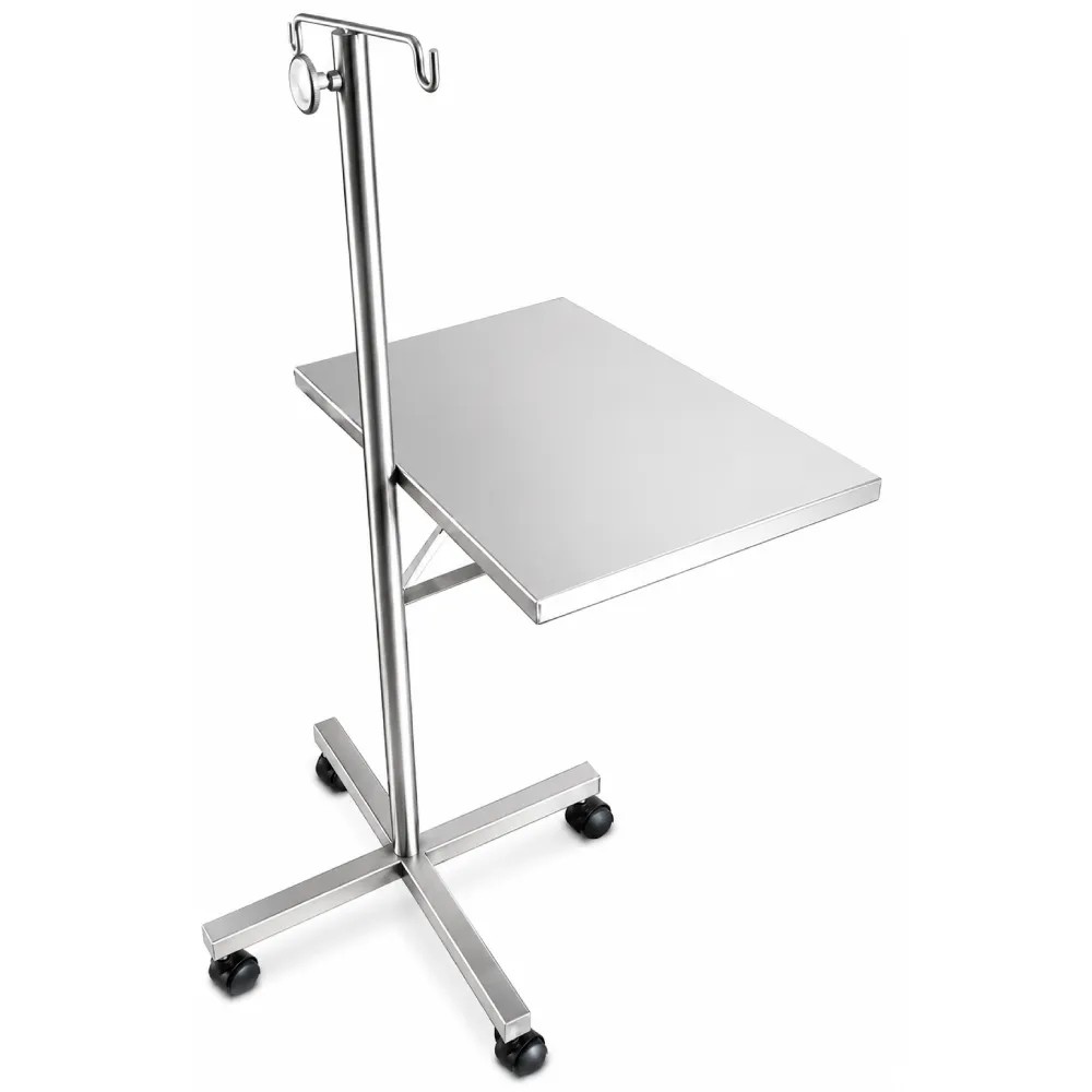 Porta Suero Acero Inoxidable Rodable Con 4 Patas con Tablero - NACIONAL | Stock: 100 - SAP: 266020216