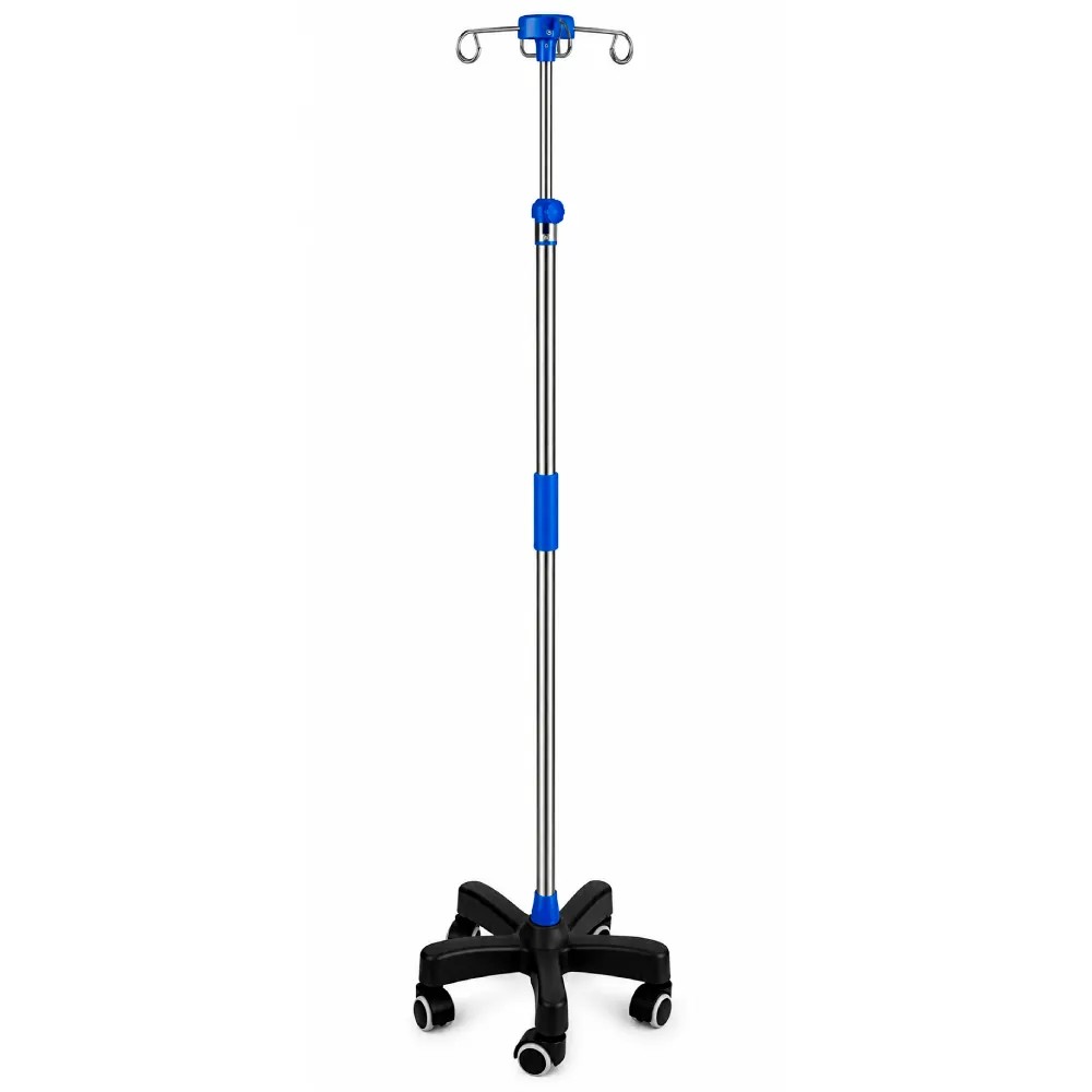 Porta Suero Acero Inoxidable y PVC Rodable con 5 Patas - NACIONAL | Stock: 100 - SAP: 266020219