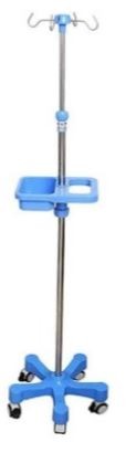 PORTA SUEROS RODABLE DE 4 GANCHOS EN ACERO INOX + CUBETA P/ INSTR. MOD. XL-Z03 - MH-PRO - NACIONAL | Stock: 100 - SAP: 266020219