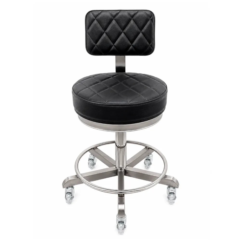 Silla Acero Inoxidable Giratoria Rodable con Respaldar (Taburete) - NACIONAL | Stock: 100 - SAP: 266030070