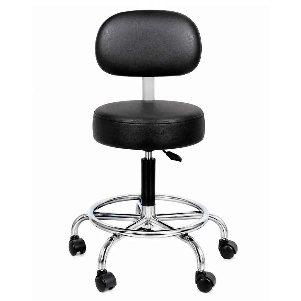 Silla Acero Inoxidable Giratoria Rodable C/5 Puntos C/Respaldar Anatomico (Taburete) - NACIONAL | Stock: 100 - SAP: 266030071