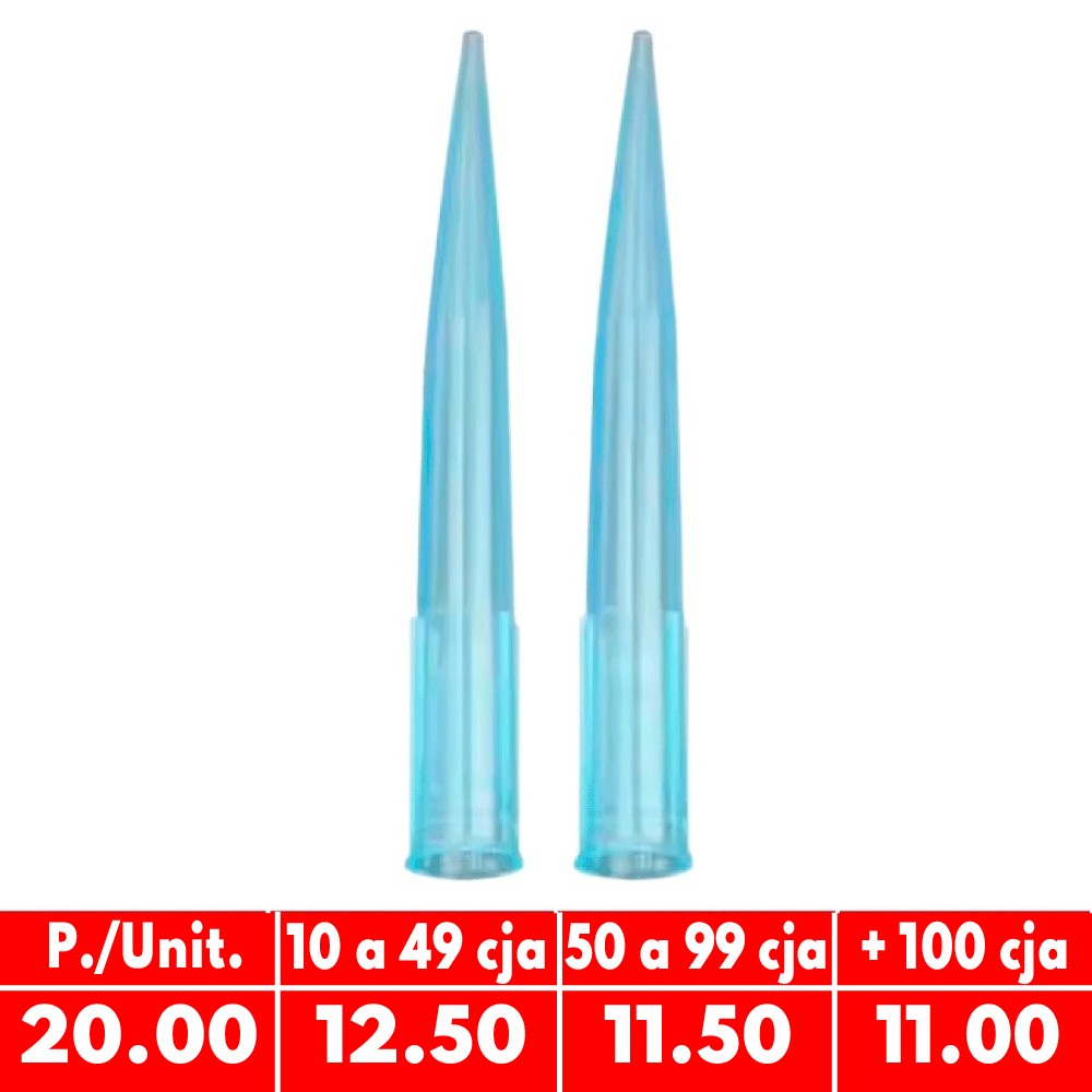 Tips Punteras Azul 100UL-1000UL Universal Bolsa X 500 Unds - BIOMEDICA | Stock: 1557 - Vto. 31/12/27 - SAP: 317030007