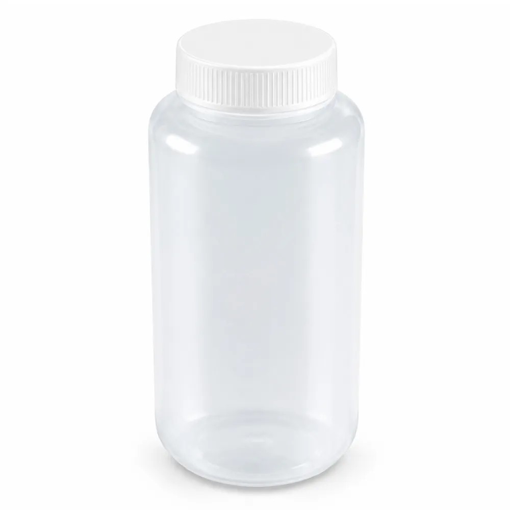 Frasco Transparente de Polipropileno Boca Ancha Para Reactivo - GlASSCO | Stock: 100 - SAP: 397030011