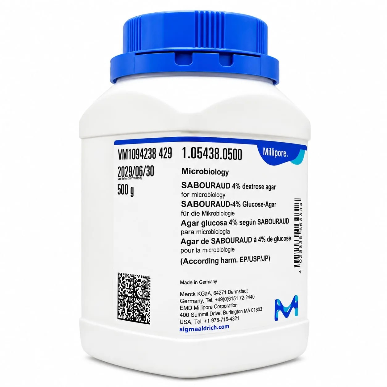 Agar Sabouraud Glucosa 4% X 500g REF: 105438 - MERCK | Stock: 5 - SAP: 412010011