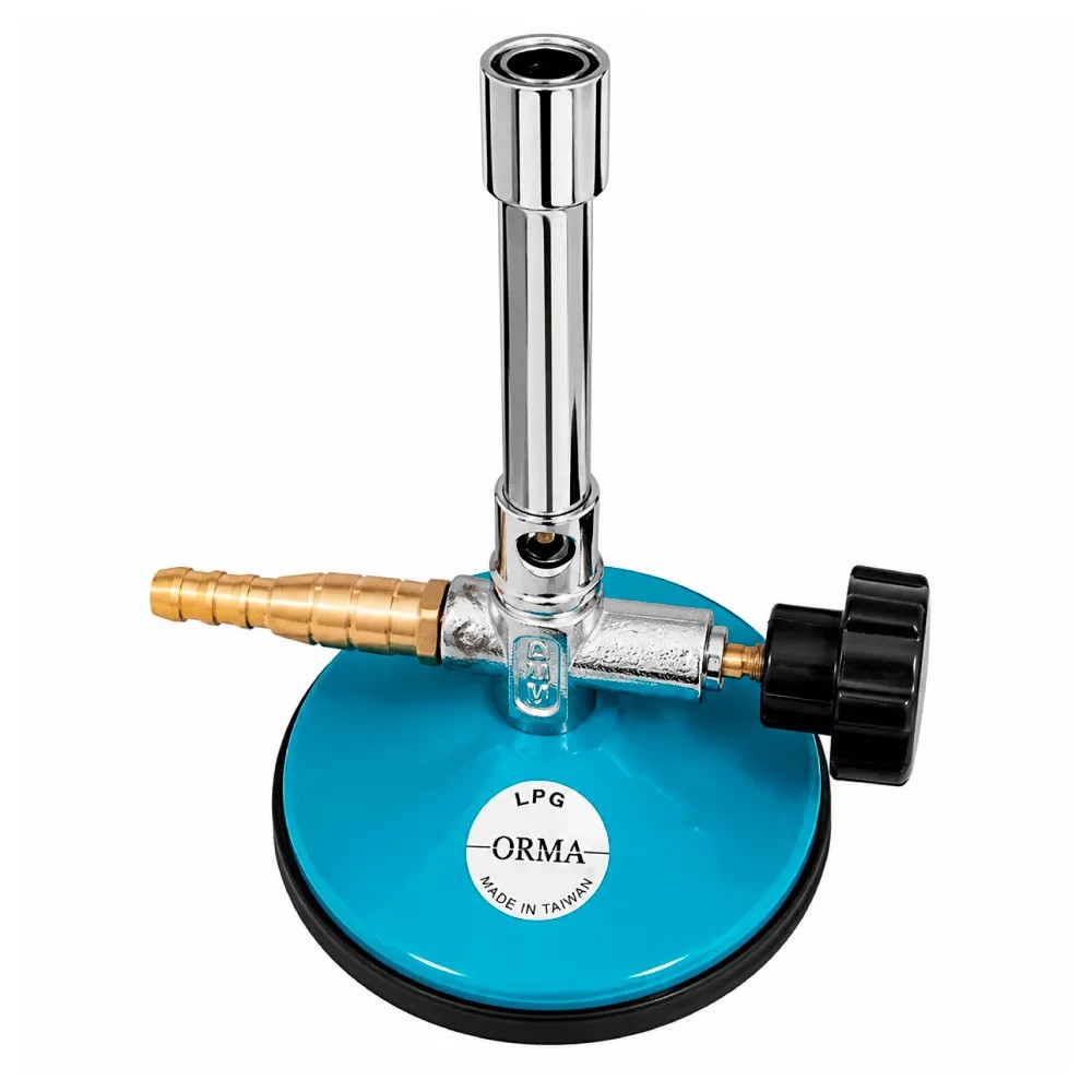 Mechero Bunsen de Metal C/Llave Regulador P/Gas GLP P/Trabajo Hasta 150 mbar - OMM | Stock: 10 - SAP: 413030001