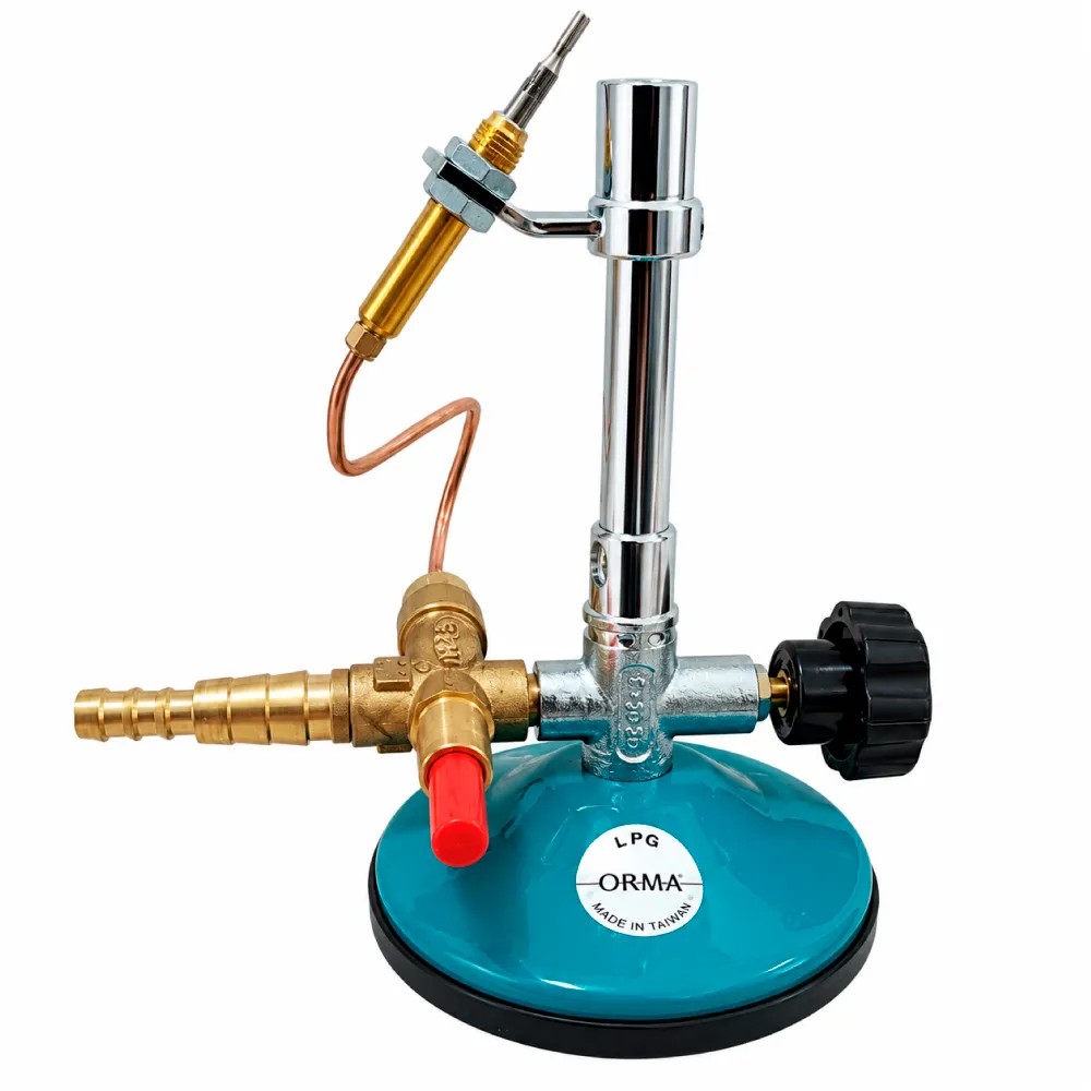 Mechero Bunsen de Metal C/Llave Regulador P/Gas GLP P/Trabajo Hasta 150 mbar C/Apagado Seguridad - OMM | Stock: 10 - SAP: 413030002