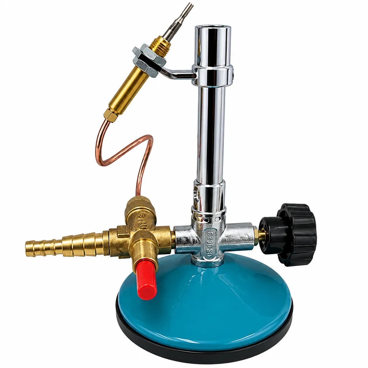 Mechero Bunsen de Metal C/Llave Regulador P/Gas GLP P/Trabajo Hasta 150 mbar C/Apagado Seguridad - OMM | Stock: 6 - SAP: 413030002