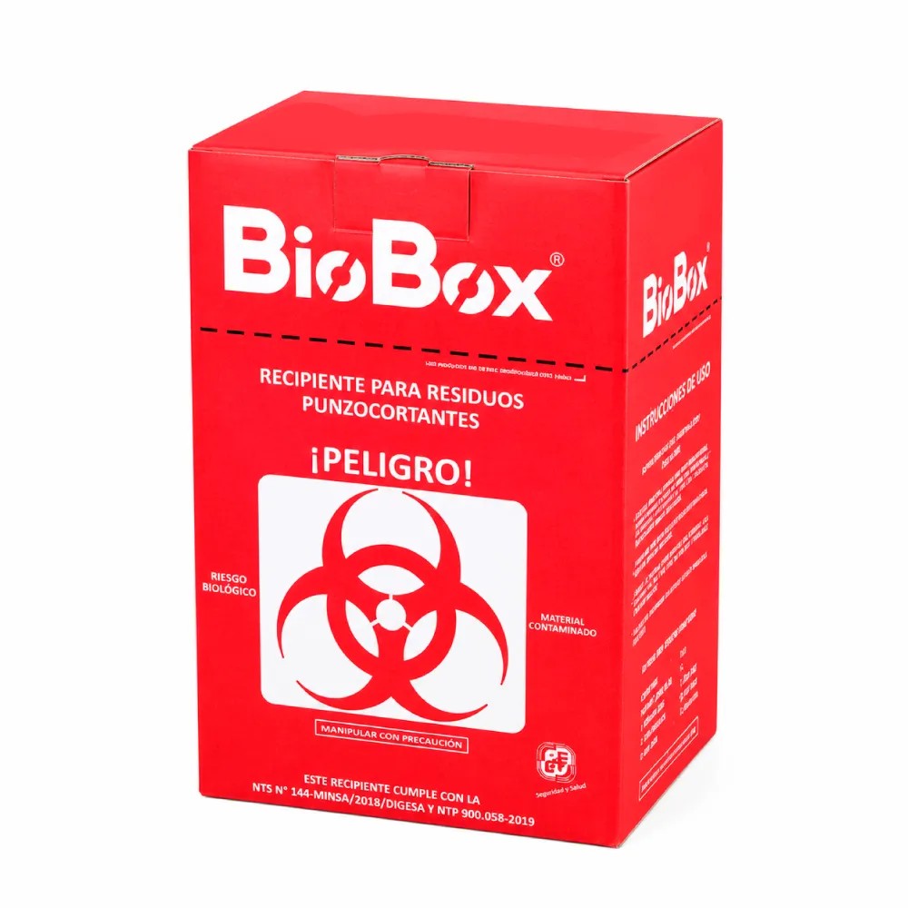 Contenedor Cartón 7 Litros Para Punzocortantes Color Rojo Marca Biobox - DESLAB | Stock: 100 - SAP: 354030034