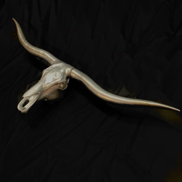 Silver Longhorn Skull - TED1234