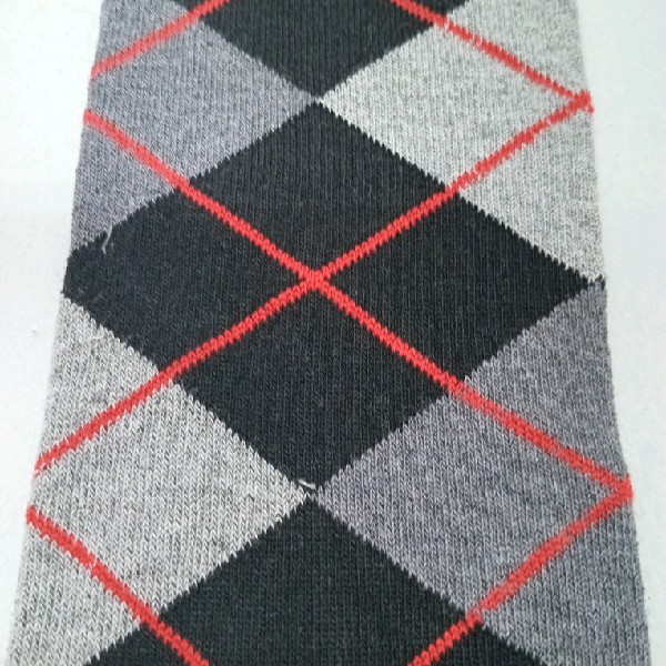 Knee High - Black with Grey & Light Grey Argyle Pattern