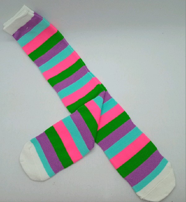Knee High - Broad Stripe - Pink, Blue, Purple & Green