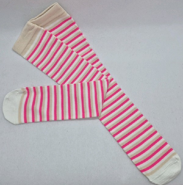 Knee High - Thin Stripe - Pink, White & Cream