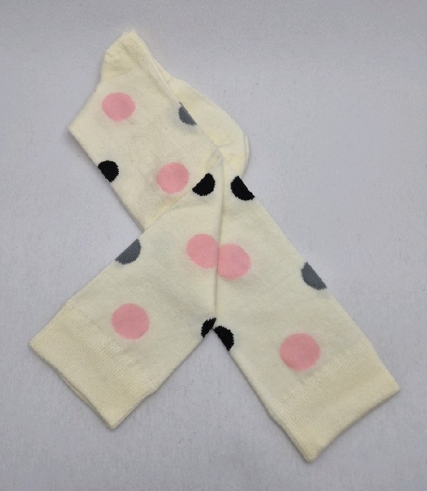 Knee High - Cream with Polka Dots - Black, Pink, Grey