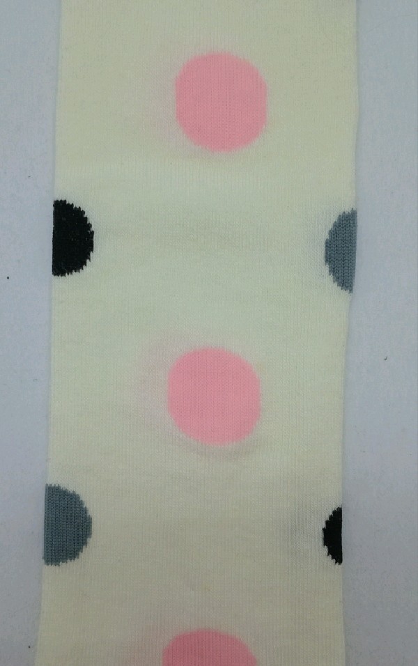 Knee High - Cream with Polka Dots - Black, Pink, Grey
