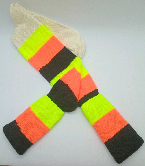 Neon Striped Rugby / Hockey - Black & Yellow & Orange
