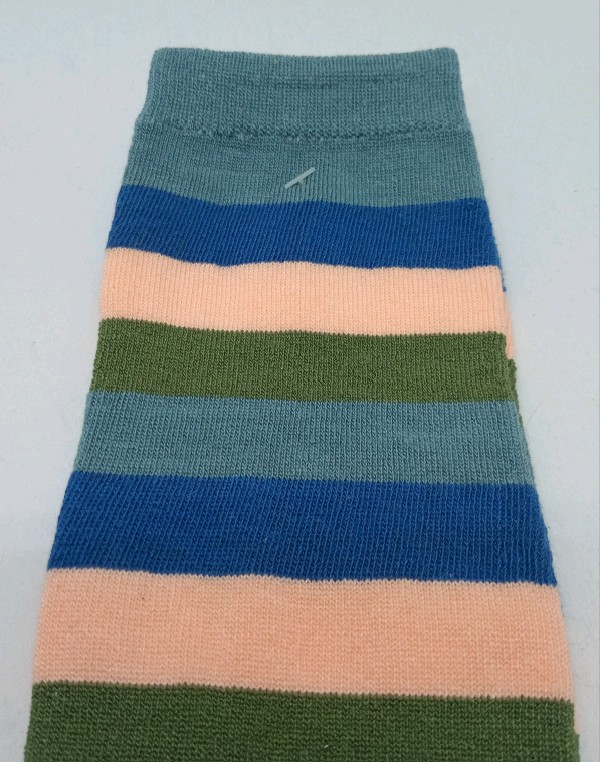 Knee High - Broad Stripe - Navy, Grey, Green & Apricot