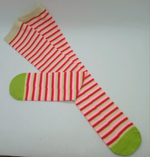 Knee High - Thin Stripe - Red, Pink, & Cream