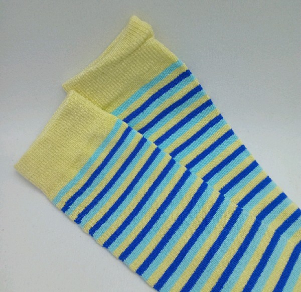 Knee High - Thin Stripe - Navy, Yellow & Powder Blue