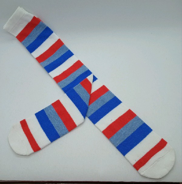 Knee High - Broad Stripe - White, Blue, Grey & Red
