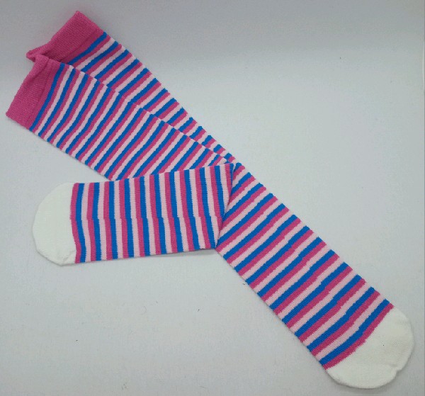Knee High - Thin Stripe - Pink, Maroon & Blue