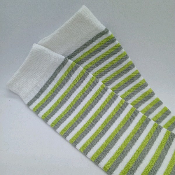 Knee High - Thin Stripe - White, Grey & Green