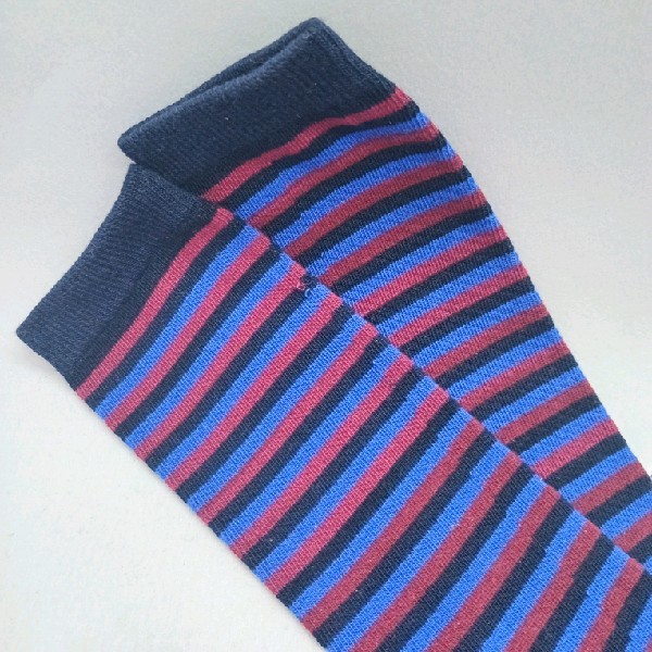 Knee High - Thin Stripe - Black, Maroon & Blue