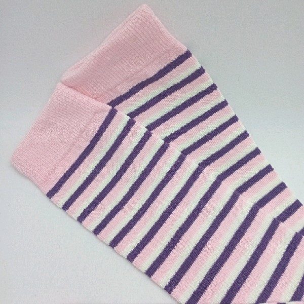 Knee High - Thin Stripe - White, Pink & Maroon