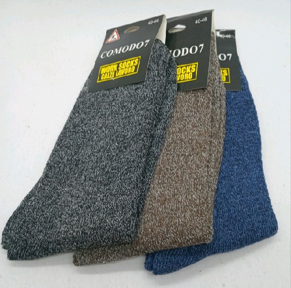 Work Sock 3 Pairs -   Melange Brown, Navy & Dark Grey