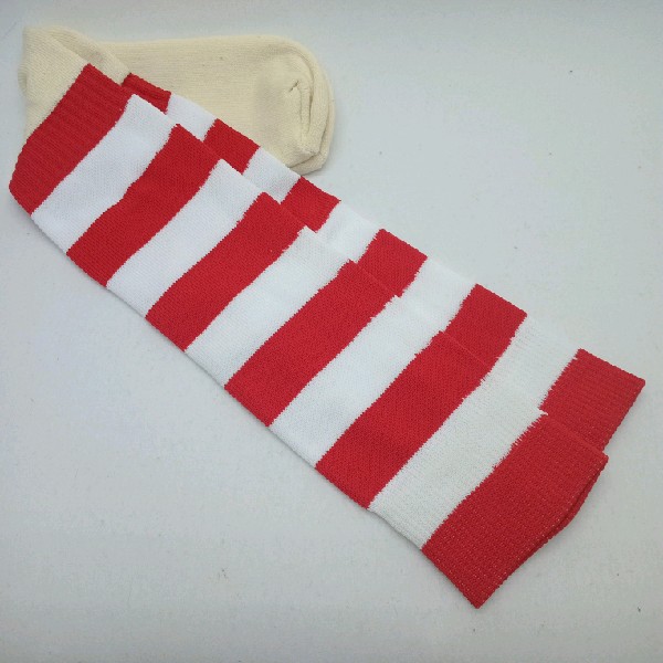 Nylon Rugby /Hockey with Padded Foot - White & Red